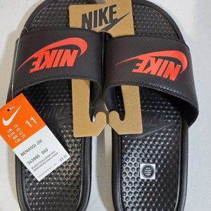 Nike Men's Benassi JDI Slides Size 11 (Black/Red)